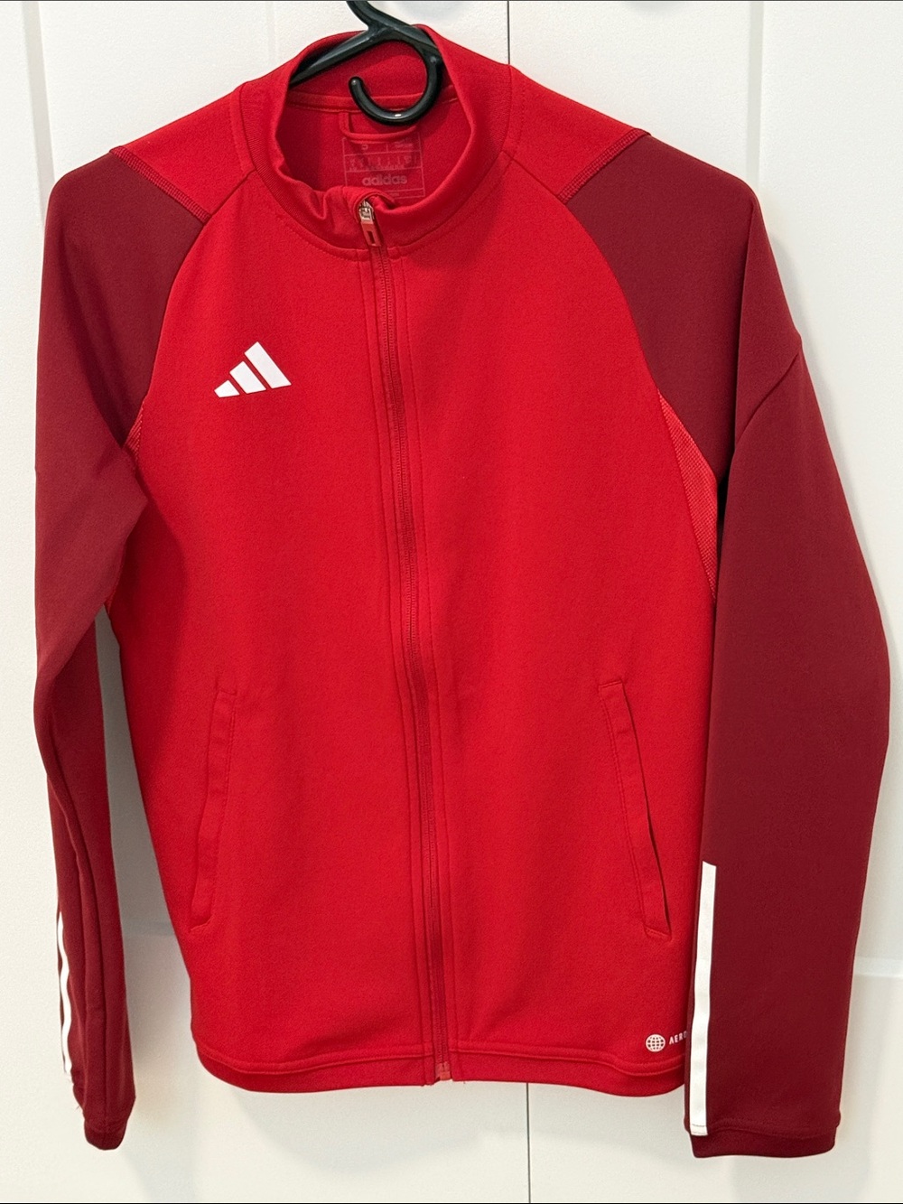 adidas Red and Burgundy men’s Full-Zip Training Jacket. S. ptp 19” length 25”